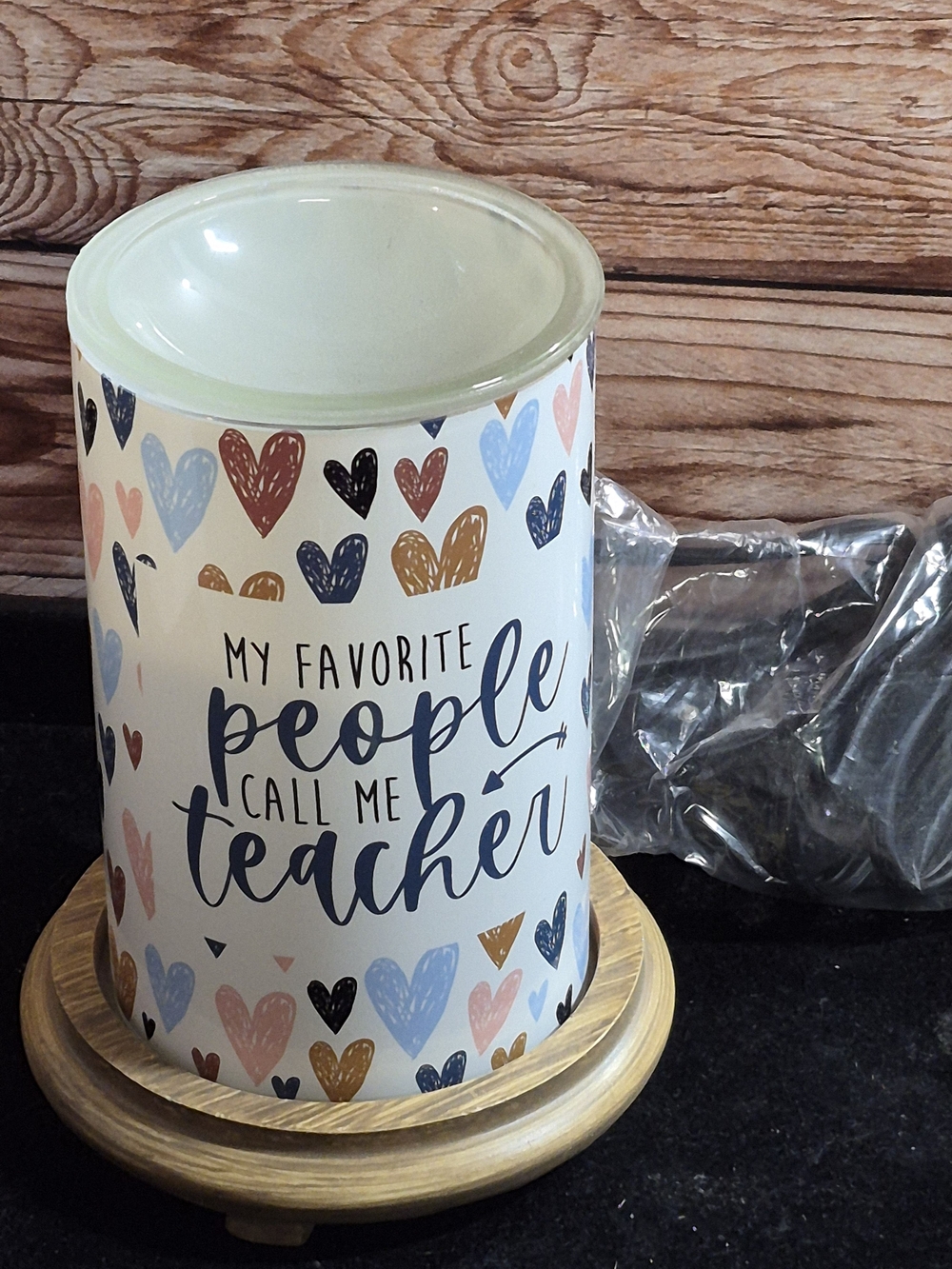 Pink Zebra Teacher Simmer Light with Pastel Heart Pattern